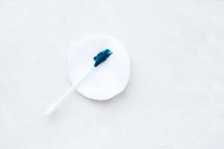 Remove green antiseptic. Man stained in zelenka.の写真素材