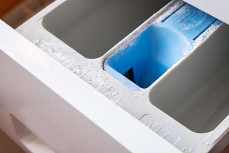 Dirty tray for washing powder in the washing machineの写真素材