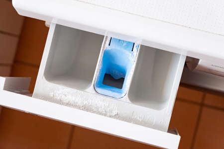 Dirty tray for washing powder in the washing machineの写真素材