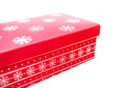 Red festive box on a white backgroundの写真素材