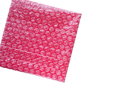 The red box is wrapped in a transparent bag with vacuum bubblesの写真素材