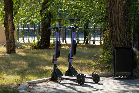 Scooter sharing in the park.