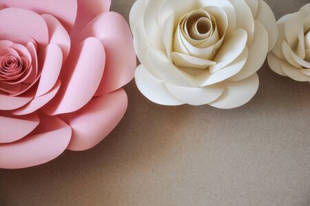 Paper flowers for wall and interior decoration. The flowers are handmade.の写真素材