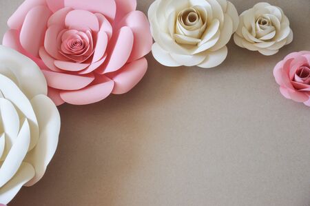Paper flowers for wall and interior decoration. The flowers are handmade.の写真素材