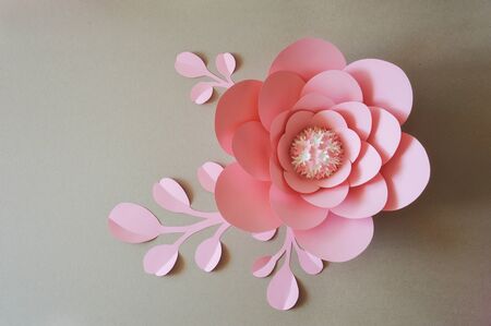 Paper flowers for wall and interior decoration. The flowers are handmade.の写真素材