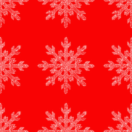 White snowflakes on a red background. Square. Preparation for winter holidays. Merry Christmas and happy New year. Backgroundのeditorial素材