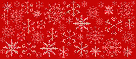 white snowflakes on a red background. design for a merry Christmas and a happy new year. postcard...