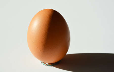 brown chicken eggs in cells. breakfast food. background for decoration for the Easter holiday.の写真素材