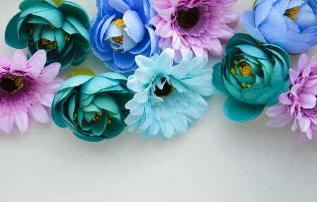 beautiful artificial flowers. a gentle background for decoration for the spring holidays. decorative bouquet.の写真素材