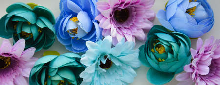 beautiful artificial flowers. a gentle background for decoration for the spring holidays. decorative bouquet.の写真素材