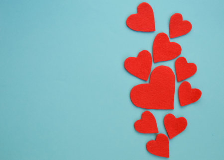 Happy Valentine's Day. background for the design of a romantic holiday. love. Red felt heart.