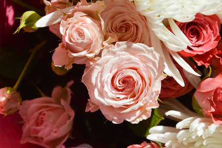 bouquet of flowers, roses, chrysanthemums. background for holidays, valentine's day, birthday,...