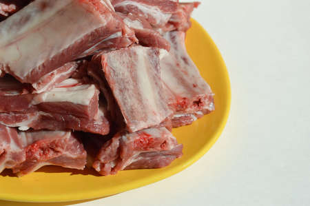 pork ribs with meat and streaks of fat. ingredients for cooking.