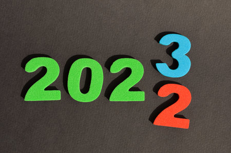 Happy New Year 2023. Colorful numbers to prepare for the winter holidays.の写真素材