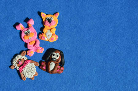 children's crafts. handmade work. small toys. background for the design.