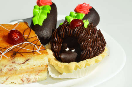 sweet cake, chocolate cream dessert, delicious pastries. food
