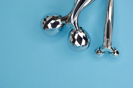 roller massager for face and body. background for the design.の写真素材