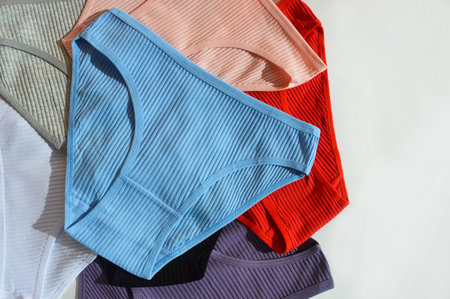 Colorful men's underwear on a white background. top view.の写真素材