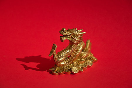 the golden dragon. Chinese horoscope, new year of the dragon 2024. background for the design.の写真素材