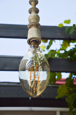 filament incandescent lamp, tinted spiral. lighting in design. background for the design.の写真素材