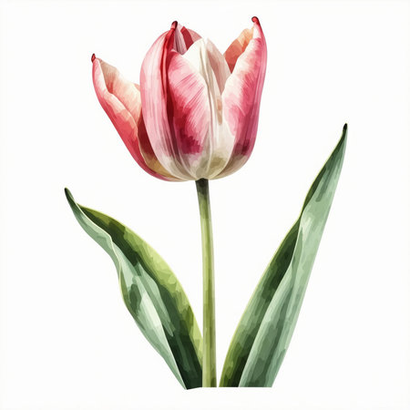 Tulip flower. Watercolor illustration. Isolated on white background.の素材