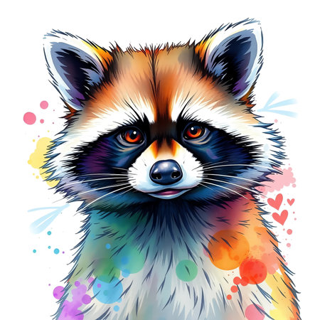 Portrait of cute red panda. Vector illustration on white background.の素材