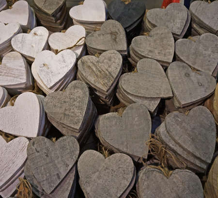 wooden hearts for backgroundの写真素材