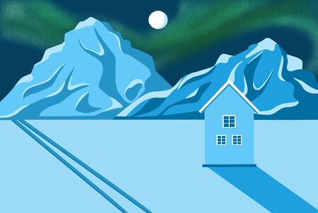 Abstract illustration of the northern lightsのeditorial素材