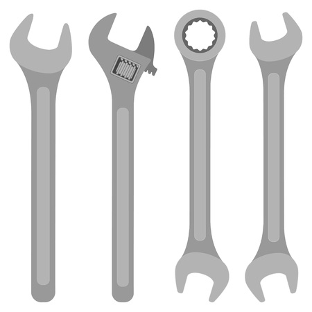 Various wrenches set. Wrench isolated on white background vector illustration.のイラスト素材