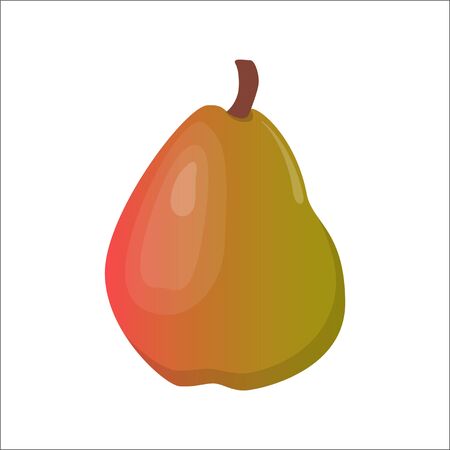 Big fresh pear on white background. Vector illustration in flat styleのイラスト素材