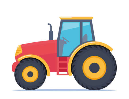 Tractor vehicle. Side view of modern farm tractor. Vector illustrationのイラスト素材