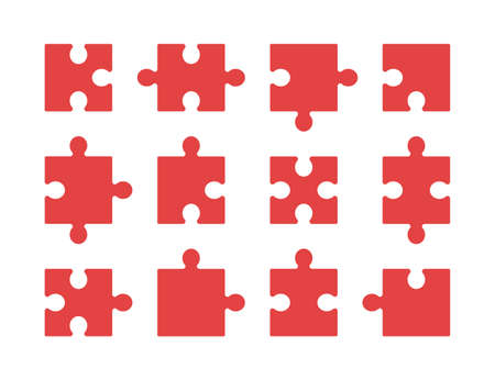 Set of puzzle flat icons, pictogram on white background. vector illustrationのイラスト素材