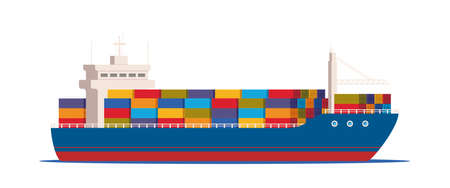 Cargo ship with containers in the ocean. Delivery, transportation, shipping freight transportation....