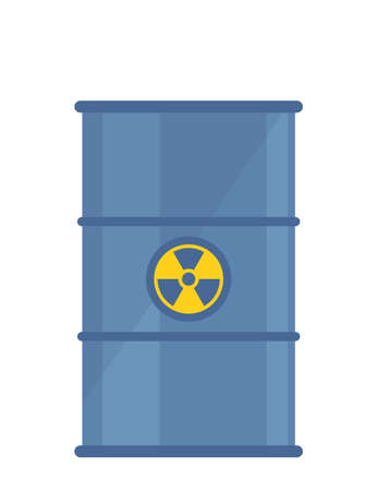 Radioactive waste in barrel. Barrel with radioactive hazard icon on it. Ecology, environmental pollution, waste. flat style vector illustrationのイラスト素材
