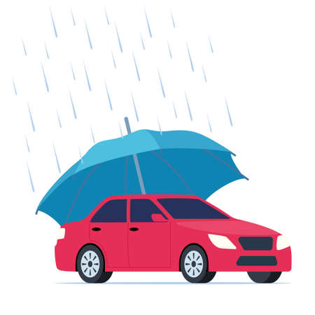 Car insurance concept illustration. Umbrella that protects automobile. insurance policy. vectorのイラスト素材