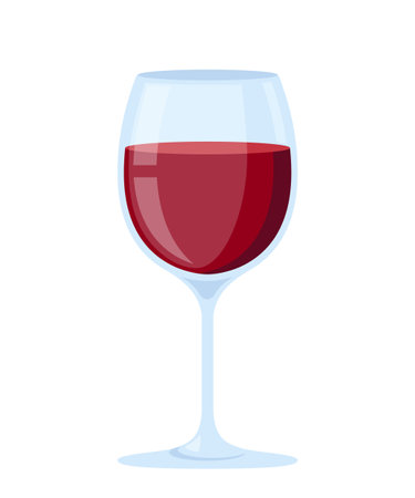 Wine glass with red wine. flat style vector illustrationのイラスト素材