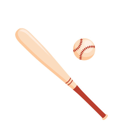 Realistic baseball bat and ball. Wooden stick for baseball. american sports game. vector illustrationのイラスト素材
