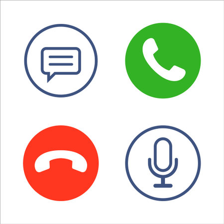 phone icon set. telephone symbol. Accept the call, end the call, message, voice message, speakerphone Vectorのイラスト素材