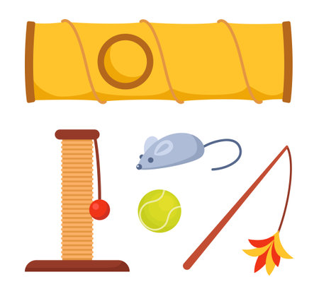 cat toys. pet care equipment set. vector illustrationのイラスト素材