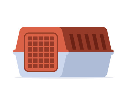 pet carrier. Plastic carrying case for traveling with pets or visiting veterinarian. Animal transportation box. vector illustrationのイラスト素材