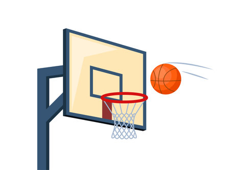Basketball. Ball flying into the basketball ring. Vector illustrationのイラスト素材