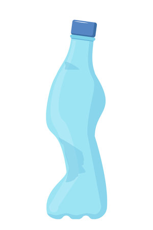 Crumpled plastic bottle. Plastic trash. Garbage recycle concept. Vector illustrationのイラスト素材