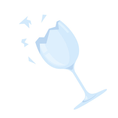 Broken wine glass. Glass trash. Garbage recycle concept. Vector illustrationのイラスト素材