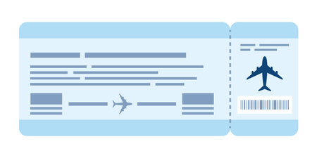 Blue and white Airplane ticket design. Airplane ticket boarding pass. Concept of travel, journey, business trip. Vector illustrationのイラスト素材
