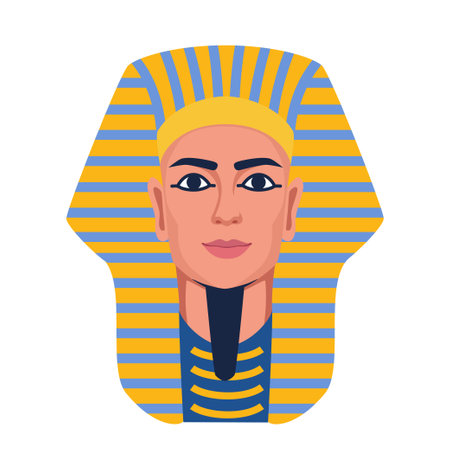 Pharaoh. Egyptian golden pharaohs mask. Ancient culture sing and symbol. Vector illustrationのイラスト素材