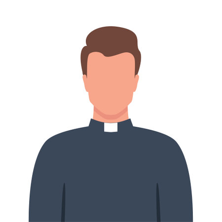 Catholic priest portrait. Catholic priest in a cassock. Vector illustrationのイラスト素材
