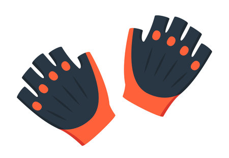 Bicycle gloves for outdoor activities. Bike gloves with cropped fingers. Vector illustrationのイラスト素材
