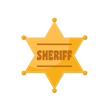 Golden sheriff star badge. Vector illustration isolated on whiteのイラスト素材