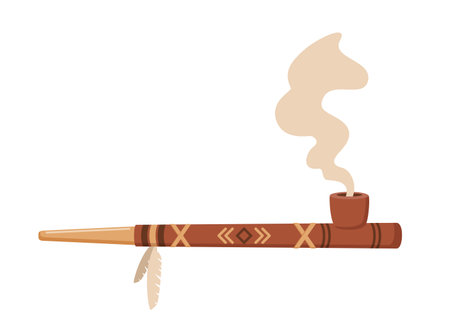 Traditional Native American Peace Pipe. Smoking pipeのイラスト素材