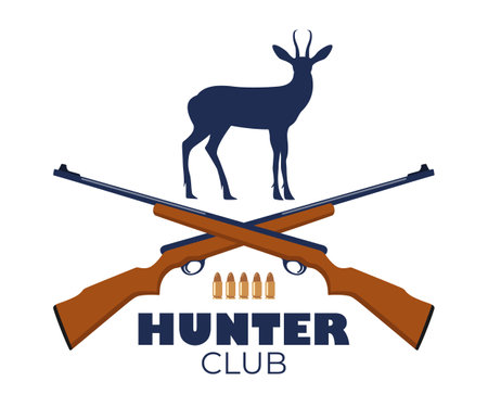 Hunting emblem logo badge label sign hunting icon. Hunting club template. Crossed hunting rifles. Vectorのイラスト素材